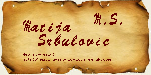 Matija Srbulović vizit kartica
